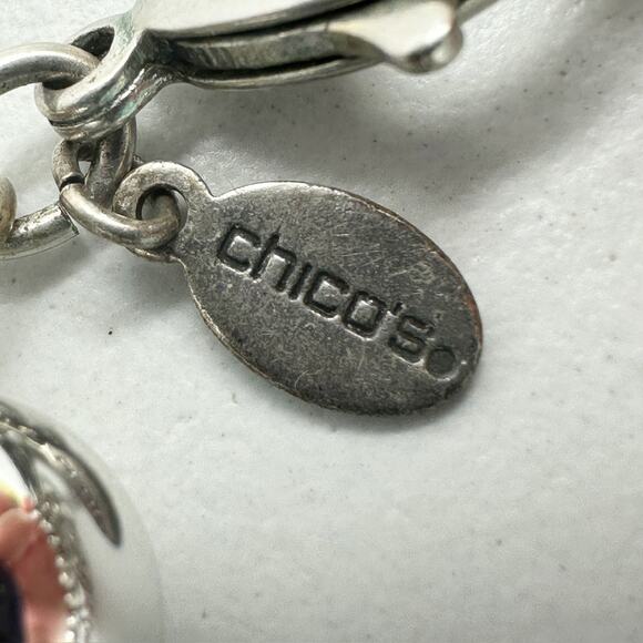 Chico's Chunky Beaded Statement Necklace Silver Tone Mixed Metals ✨ - Picture 9 of 9